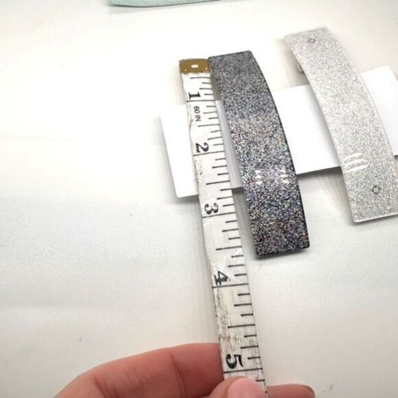 NWT Valet Studio Minnie Clips‎ Silver White glittery  glitter metallic